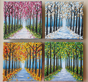 Moderne 3D Couteau Lourd Peintures <span class=keywords><strong>Paysage</strong></span> Printemps Eté Automne <span class=keywords><strong>Hiver</strong></span> Quatre Saisons Maison Mur Art Décor <span class=keywords><strong>Peinture</strong></span> À L'huile sur Toile - Product Image 1