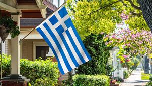 Expédition rapide Pays résistants à <span class=keywords><strong>la</strong></span> décoloration Logo Bleu Blanc Croix Drapeau Léger Qualité 3x5 Ft Épais Polyester Grèce Drapeau - Product Image 4