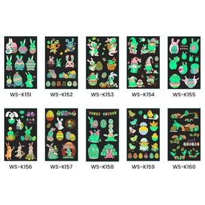 Lapin de Pâques à la mode et autocollant de tatouage <span class=keywords><strong>temporaire</strong></span> d'oeuf foncé pour les enfants matériel de papier blanc de conception de visage et de corps imperméable - Product Image 4