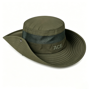 Chapeau de safari Boonie d'été de haute qualité à séchage rapide, à large bord, avec fermeture latérale à pression, bande en maille ventilée, logo brodé personnalisé, léger et anti-UV - Product Image 3