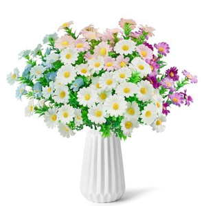 Offre Spéciale : Bouquet de fleurs artificielles, marguerites et roses en plastique, fleurs séchées en tissu de soie, pour jardinières et clôtures. - Product Image 4