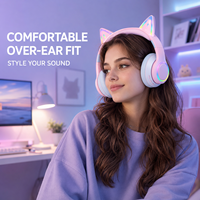 Casque circum-auriculaire M8 Cat Ear pour 5.3 avec éclairage RGB, son Hi-Fi, TF/AUX, longue autonomie, contrôle tactile pour femmes, gaming, DJ, IPX3