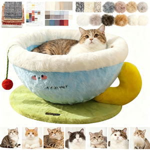 Cangkir kopi bulu kelinci bayi keselamatan tersembunyi tempat tidur kucing semi-tertutup portabel dapat dicuci semua musim hangat Universal sarang kucing musim dingin - Product Image 1