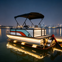 Vente flash : Bateau ponton de pêche en aluminium Kinocean 16 pieds, 8 personnes, moteur hors-bord électrique en option avec auvent.