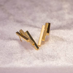 Boucles d'oreilles en alliage de cuivre plaqué argent de style bohème de forme carrée, accessoires d'oreille personnalisés à la mode pour femmes - Product Image 2