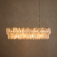 Lustre rectangulaire linéaire moderne américain en verre, suspension de luxe pour îlot de cuisine, salle à manger, villa, décoration intérieure