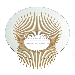 Modern Designer Large <strong>Table</strong> Gold Metal Wire High Standard Quality Home Hotels <strong>Coffee</strong> <strong>Tables</strong> <strong>Glass</strong> Mirror Top for Dining Outdoor - Product Image 4