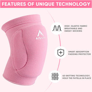 Genouillères roses de volley-ball avec coussin de haute protection pour volley-ball, course à pied, nettoyeur de maison, travailleur, haltérophilie, danseur - Product Image 2