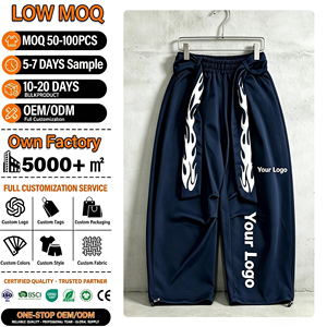 Pantalones Deportivos para Hombre con Estampado de Llamas, Cintura Elástica con Cordón, Corte Holgado Informal, Poliéster y Algodón, Ropa Urbana, Diseño con Logotipo Personalizado - Product Image 1