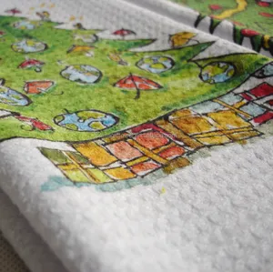 Serviettes de cuisine amusantes en polyester gaufré, réutilisables, lavables, pour Pâques, Noël, la Saint-Valentin, la boulangerie, la vaisselle et le thé, avec motifs de sublimation - Product Image 6