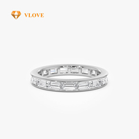 VLOVE Pemasok Perhiasan Terbaik Cincin Fashion Wanita 1.6 CTW 14K Setting Pave Timur ke Barat Berlian Baguette Cincin Buatan Laboratorium