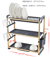 Égouttoir à vaisselle moderne à 3 niveaux en aluminium pour cuisine, organisateur de bols, vente en gros