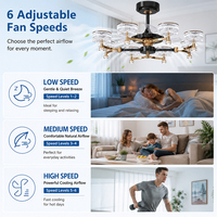 Ventilador de Techo LED Moderno de 48 Pulgadas con Luz, Control Remoto y 6 Velocidades para Sala de Estar y Dormitorio