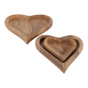 Vassoi decorativi in legno a forma di cuore per gioielli, piccoli oggetti o vanità - Set di vassoi decorativi - Product Image 2