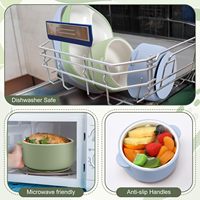 Lot de 6 pièces personnalisées en silicone et céramique pour bébé, sans BPA, comprenant assiette, bols, bavoir, cuillère et fourchette