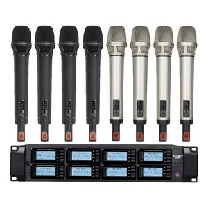 ST-808 Professional Handheld UHF Microphone Wireless with Lavalier Feature Conferences Events One-Drag Eight U Segment K Song