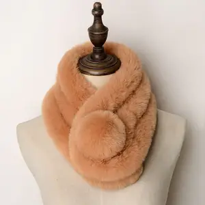 Ball Scarf Warm Fur Women's Winter Adult Faux Fur Short Elegant Winter Trendy Hats and Scarf Women Scarves Woman Winter Skin