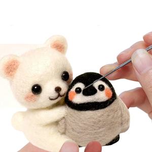 NO.79 DIY Spielzeug Nette Katze & Pinguin Geschenk Wolle DIY Filz nadel Hand craft Kits - Product Image 1