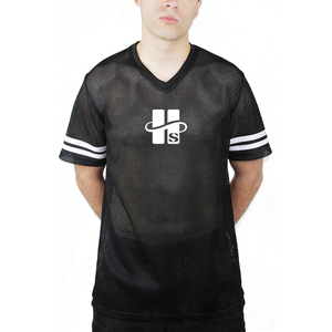 Camiseta de hombre transpirable de malla con cuello en V y manga corta a rayas, estilo oversize, informal, para verano - Product Image 2