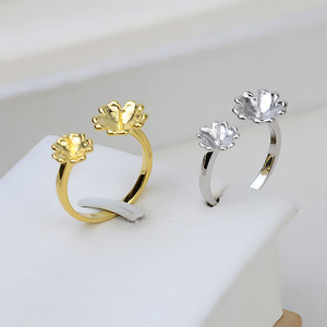 S925 <b>Silver</b> Open Ring Female Double Pearl Ring Pearl Finger Ring Handmade Jewelry DIY Accessories Jewelry Findings Components - Product Image 1