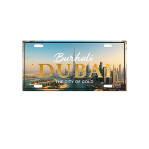 Plaques d'immatriculation de véhicule Souvenir personnalisé 15*30cm Dubai Souvenir Skyline Retro <span class=keywords><strong>Plaque</strong></span> d'immatriculation de voiture pour décoration murale Plaques cadeaux touristiques - Product Image 1