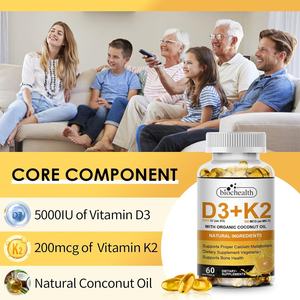 Biochealth Oem 2-In-1 Vitamine D3 K2 Capsule Kokosolie Softgels Voor Volwassenen Ondersteunt Bothart En Immuungezondheid Niet Voor Pasgeborenen - Product Image 2