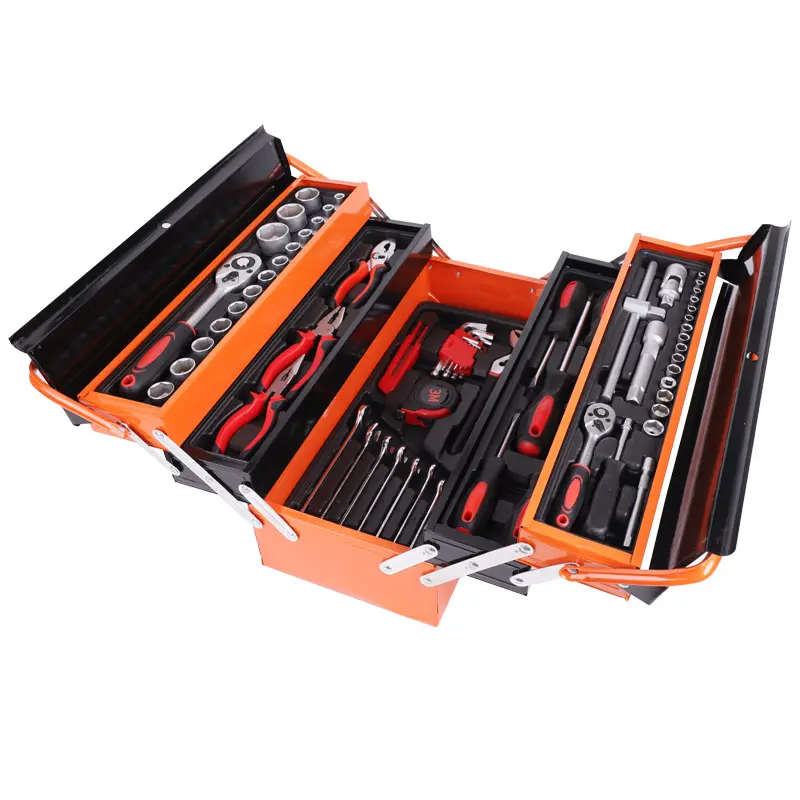 168 pieces iron box tool set Portable cross-border hardware set tool box ratchet wrench storage cabinet