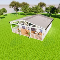 Boxspace 9x9m Maison Conteneur Modulaire Démontable Style Ferme 2 Chambres 2 Salles de Bain Toiture en Pente Bureau Préfabriqué Villa
