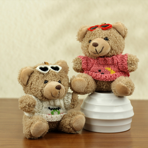 Lindo oso de peluche muñeco de juguete suéter colgante personalizado OEM ODM llaveros PP algodón relleno Animal juguetes malla forro promoción regalo - Product Image 5