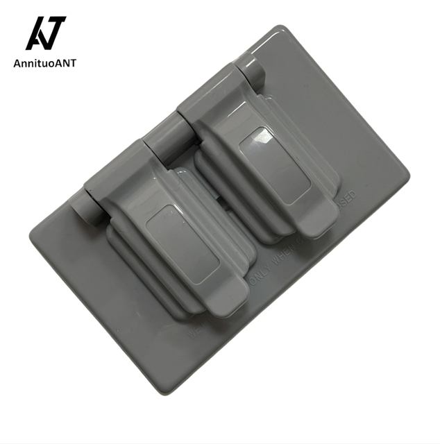 1-Gang Flip Weatherproof Double Outlet Wall Plate Gray Waterproof Cover for Outdoor Use Plastic 2 Outlets-for Duplex Receptacle