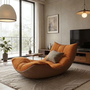 Canapé inclinable moderne de luxe léger, en cuir flanelle <span class=keywords><strong>orange</strong></span> caramel, patchwork, salon, détente - Product Image 6