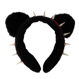 Diadema de Orejas de Gato Negras HLC para Cosplay, Diadema Ancha de Felpa con Orejas de Gato de Imitación, con Colgante de Cruz y Lazo, Diadema de Pelo con Orejas de Gato de Piel Sintética Remachada - Product Image 2