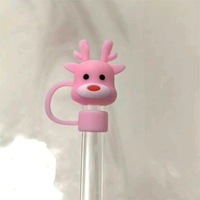 Couvre-paille rose de Noël pour gobelet Stanley 40oz/30oz, accessoires de paille à boire réutilisables mignons de 10 mm pour fête