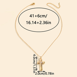 Nouveau Pendentif Croix Artistique Élégant en Acier Inoxydable Plaqué Or avec Chaîne à Maillons, Bijou de <span class=keywords><strong>Mode</strong></span> Unisexe, Vente en Gros, Cadeau - Product Image 5