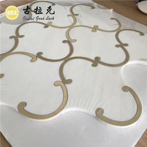 Arabisches Design Mosaik Fliesen Laterne Muster Messing Inlay Marmor Wasserstrahl schneiden Mosaik - Product Image 5