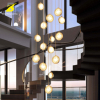 Lustre moderne de luxe en cristal à bulles, luminaire suspendu pour longue escalier, villa, plafond haut, salon