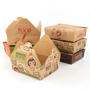 One-time Custom Printed Paper Fast Food Boxes Salad Disposable <strong>Lunch</strong> <strong>Box</strong> Takeaway Packaging Boxes With Your Logo - Product Image 1