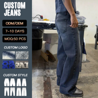 Jean large décontracté pour homme YUCE, style rétro, en denim délavé, coupe décontractée, taille mi-haute, effet vieilli, coupe ample