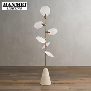 Steel-framed Glass LED Long Middle <b>Hanging</b> Floor Lamp With <b>White</b>/Gold and 3-Year Warranty HM-Floor Lamp Steel Frame Cons - Product Image 3