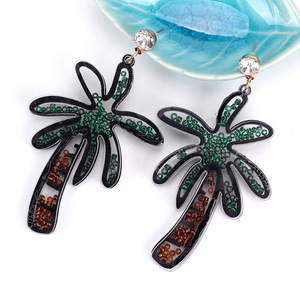 Hawaii Korean Style Acrylic Resin Women Fashion Simple Glass Seed <strong>Beads</strong> Sea Shore Coconut Palm Tree Charm Earring Jewelry - Product Image 5