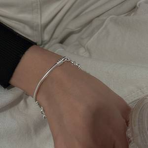 S925 <b>Sterling</b> <b>Silver</b> Retro Style <b>Bracelet</b> Korean Version Niche Design Matte Finish Simple INS Inspired Fashion String <b>Bracelet</b> - Product Image 2