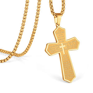 Collar de Cruz en Capas para Hombre Cristiano Clásico Chapado en Oro de 18K de Acero Inoxidable con Cadena de Onda de Agua Regalo Religioso Cristiano - Product Image 6