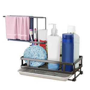 Bellissimo organizer da lavello in vero acciaio inossidabile, vassoio porta spugne e scolapiatti con pietra per asciugatura - Product Image 4