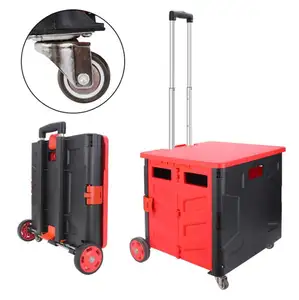 Foldable trolley shopping case four-wheeled grocery shopping cart home supermarket portable fishing box luggage