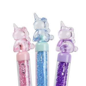 O & Q promocional ABS cristal unicornio Animal Logo pluma 0,7mm negro y azul tinta Kawaii bolígrafo retráctil - Product Image 2