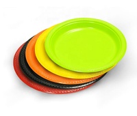 Plats ronds en plastique colorés de grande taille, assiettes de fête jetables, vente en gros d'usine
