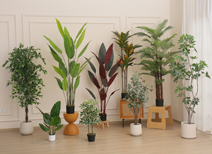 JWS3677 Planta de <span class=keywords><strong>Palma</strong></span> artificial a gran escala planta verde de seda y <span class=keywords><strong>Palma</strong></span> de plástico artesanías de oficina - Product Image 5