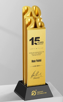 Trophée professionnel moderne en métal avec base en cristal noir de qualité supérieure pour la reconnaissance des entreprises, les championnats sportifs