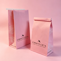 Sacs en papier kraft personnalisés avec logo, à huit soudures latérales, pour pain de mie, sacs en papier blancs et roses pour bonbons et biscuits avec lien métallique