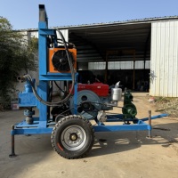 Foreuse de puits d'eau portable sur roues, entièrement hydraulique, à moteur diesel, pour l'irrigation agricole et les petites exploitations